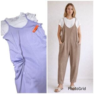 NWT! Sundry Anthropology slouchy relaxed jumpsuit with a white crew neck tee